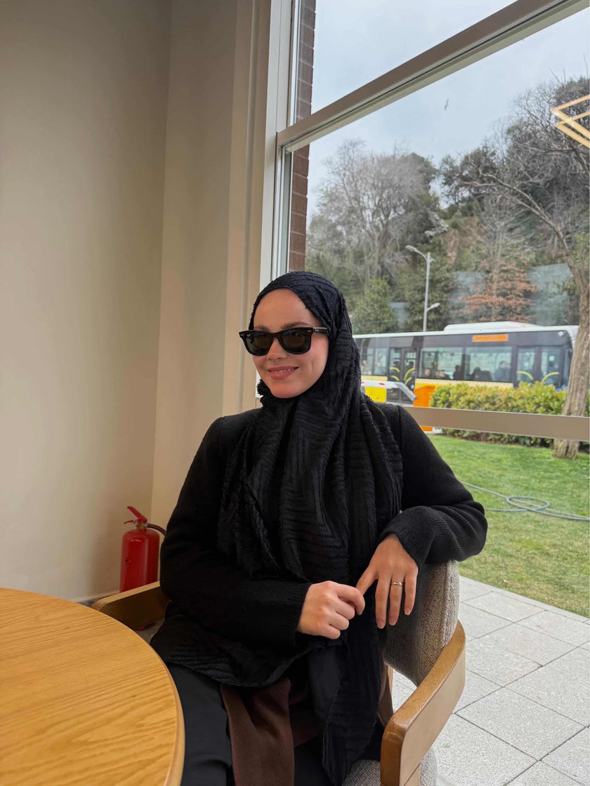 Velora Siyah Dokuma Jakar Şal