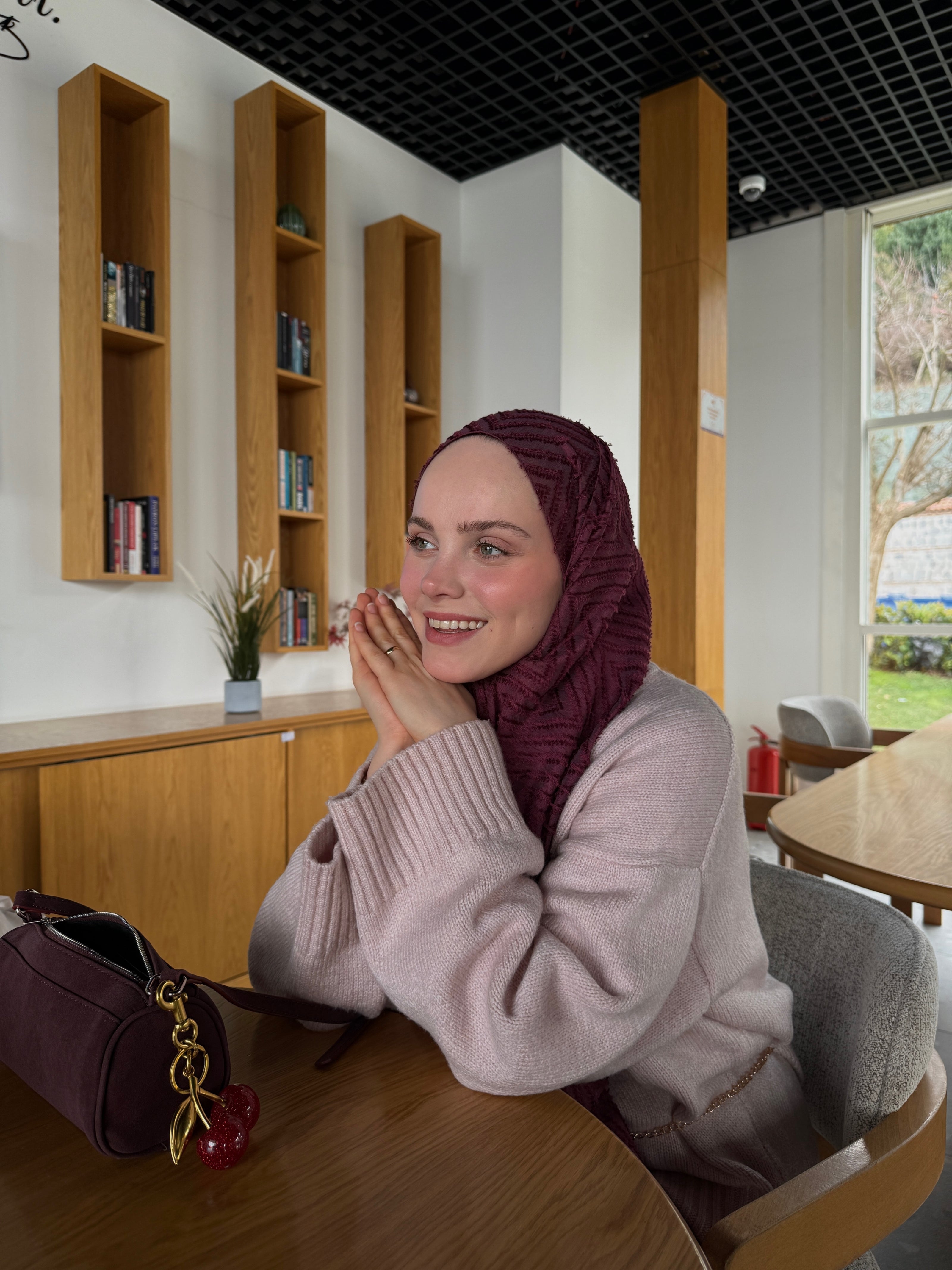 Velora Mürdüm Dokuma Jakar Şal