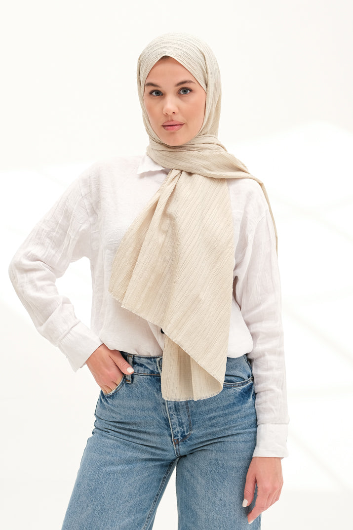 Modal Gofre Şal Bej