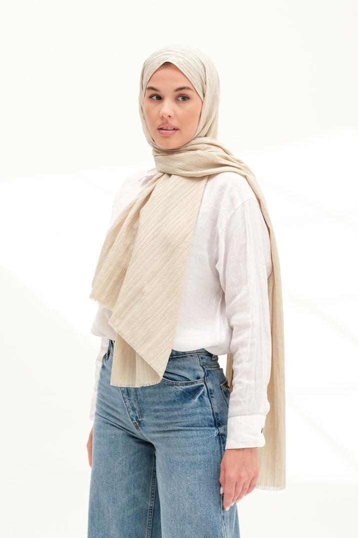 Modal Gofre Şal Bej