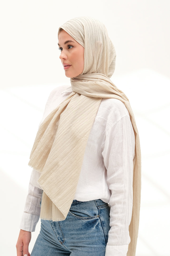 Modal Gofre Şal Bej