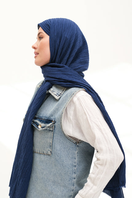 Modal Gofre Şal Lacivert