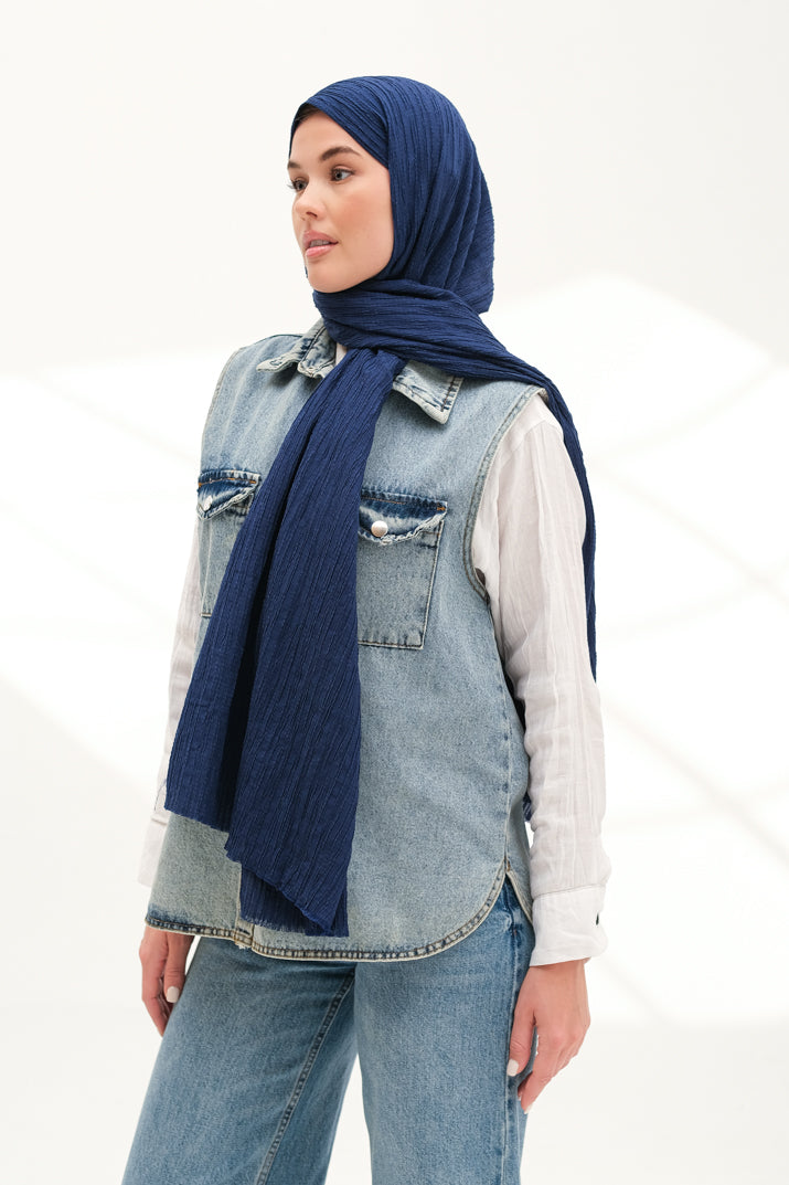 Modal Gofre Şal Lacivert