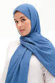 Modal Gofre Şal Mavi