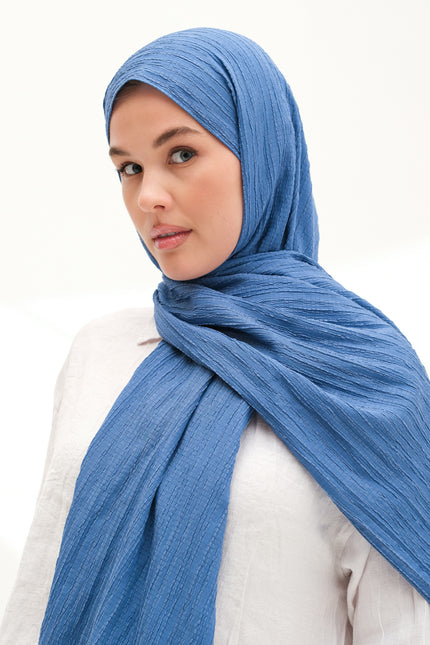 Modal Gofre Şal Mavi
