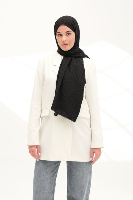 Modal Gofre Şal Siyah