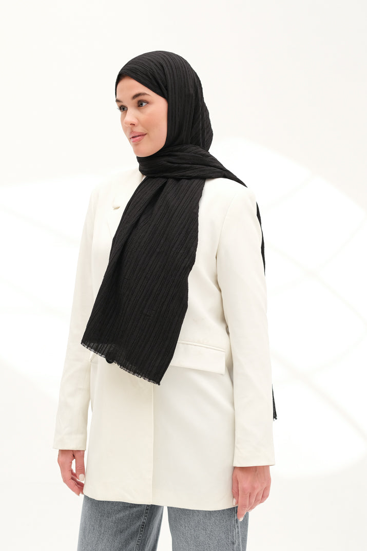 Modal Gofre Şal Siyah