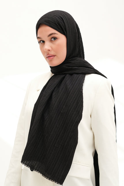 Modal Gofre Şal Siyah