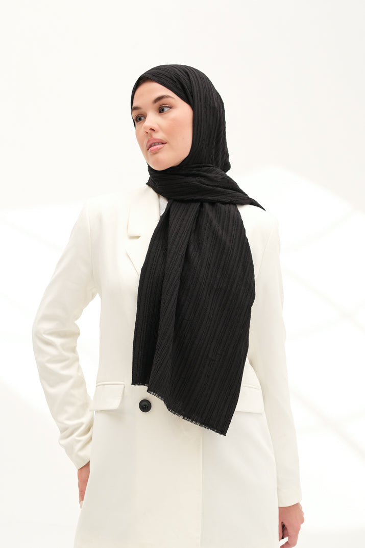 Modal Gofre Şal Siyah