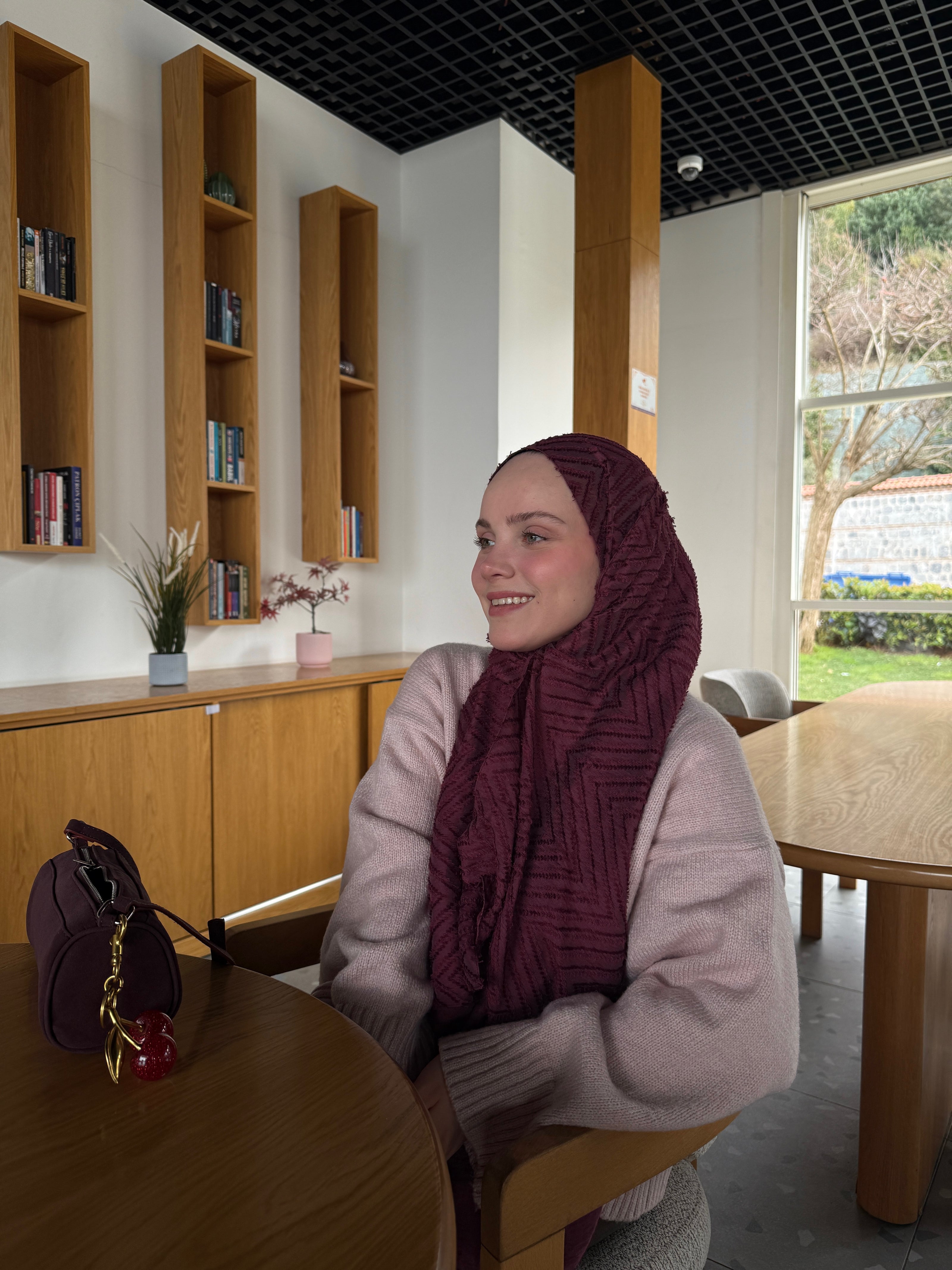 Velora Mürdüm Dokuma Jakar Şal