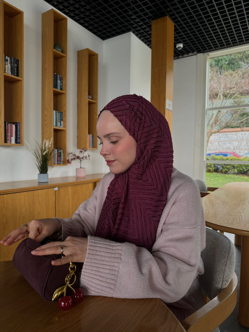 Velora Mürdüm Dokuma Jakar Şal